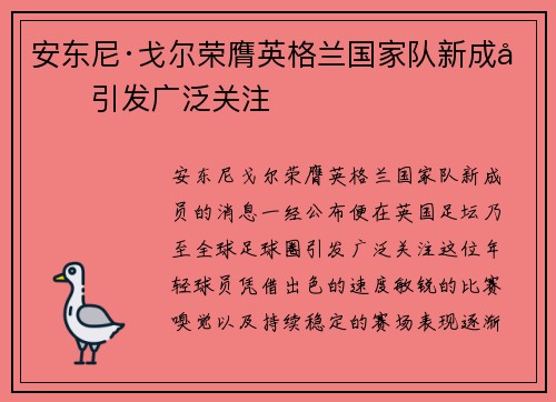 安东尼·戈尔荣膺英格兰国家队新成员引发广泛关注